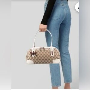 Stylish Beige and White Checkered Women's Bag